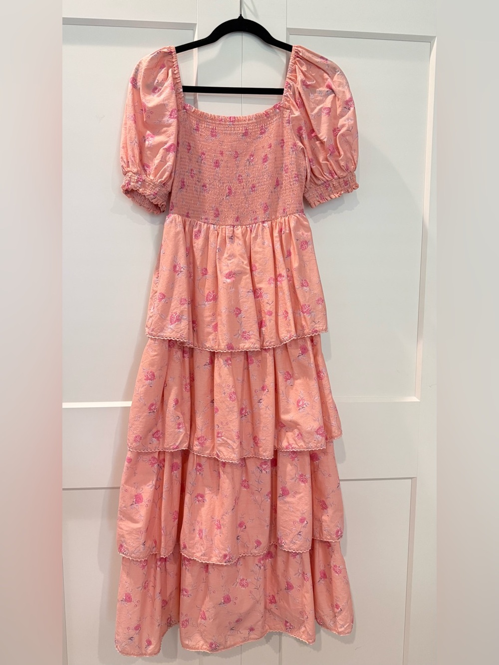 ❤️loveShackFancy for Target Pink Tiered Maxi Dress with Puff Sleeves